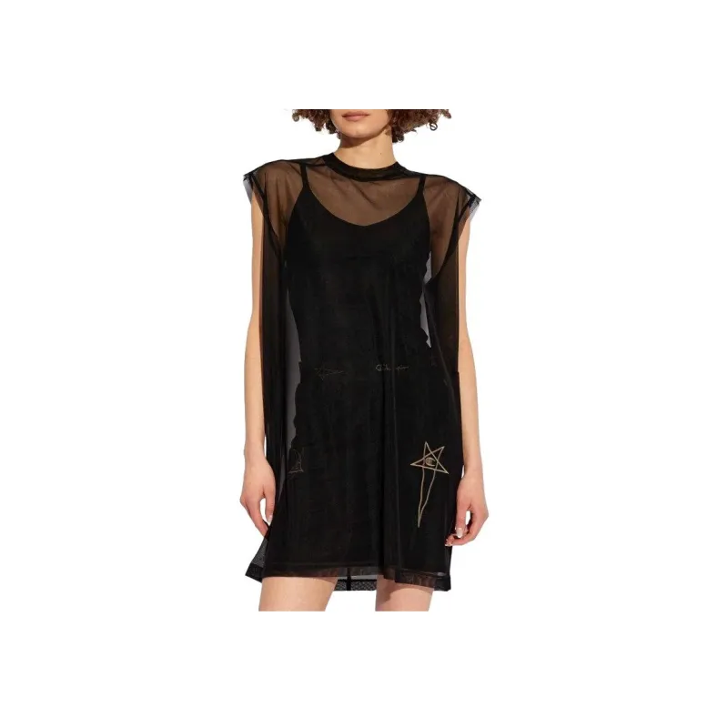 RICK OWENS X Champion Logo embroidered Mesh Top-2