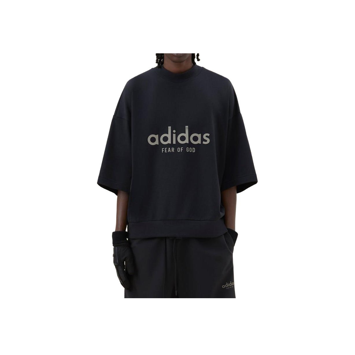 Fear of God Athletics Heavy Jersey 3/4 Mock Tee Black - POIZON