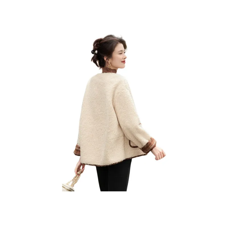 Like The Age Of Water Winter Velvet feel Coat Women's Ecru-0