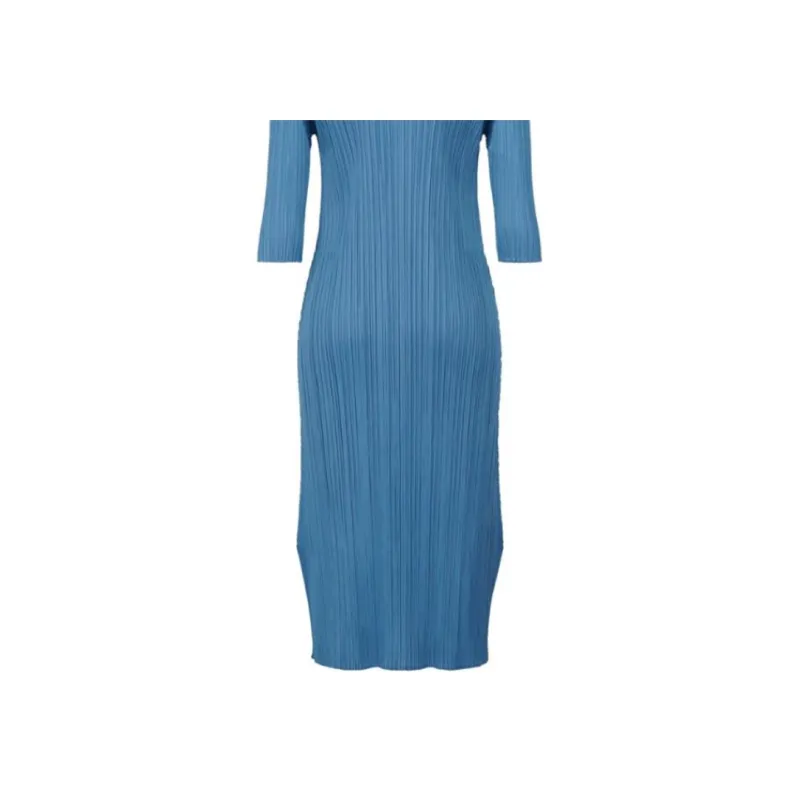 PLEATS PLEASE ISSEY MIYAKE SS24 Long-Sleeved Dresses Women's Blue Salt Color-3