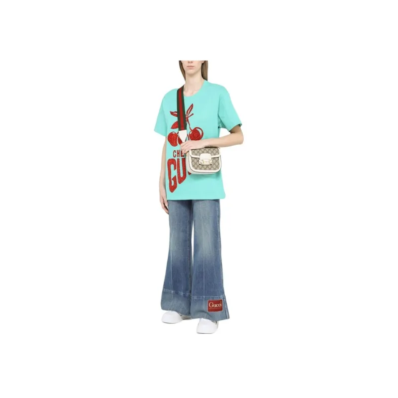 GUCCI Crystal embellished Cherry motif T shirt-4