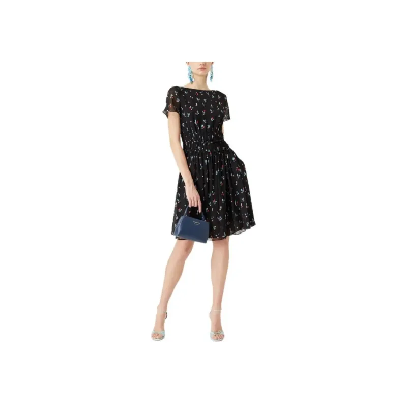 EMPORIO ARMANI SS22 Short Sleeved Dress Women's Black-4