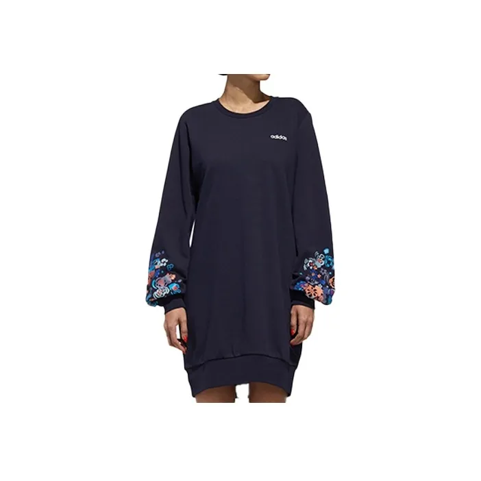 Adidas Neo Long Sleeved Dresses Women's Navy Blue Blue-0