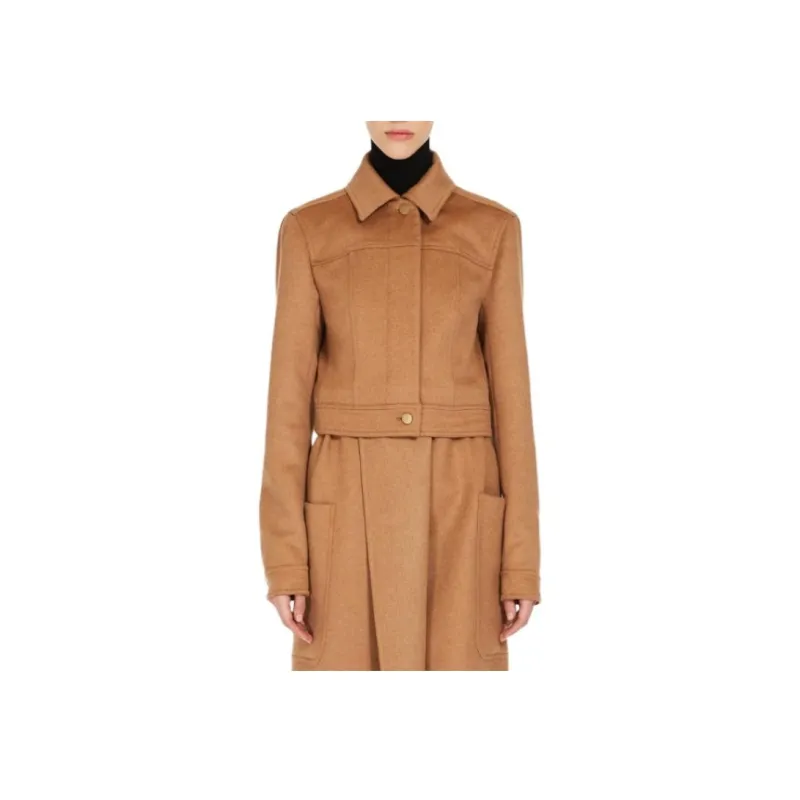 MaxMara Foglia Collection Camel Colour Biker Jacket Jackets Coats Women's Camel-2