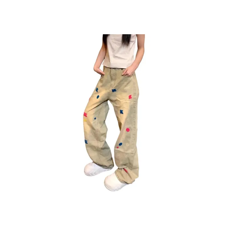 TESTUNG Trendy Versatile Jeans Unisex Yellow Mud Dyed-23