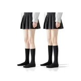 [Extended Length Crew Socks 28cm+Calf Socks 32cm]Black 2 Pack