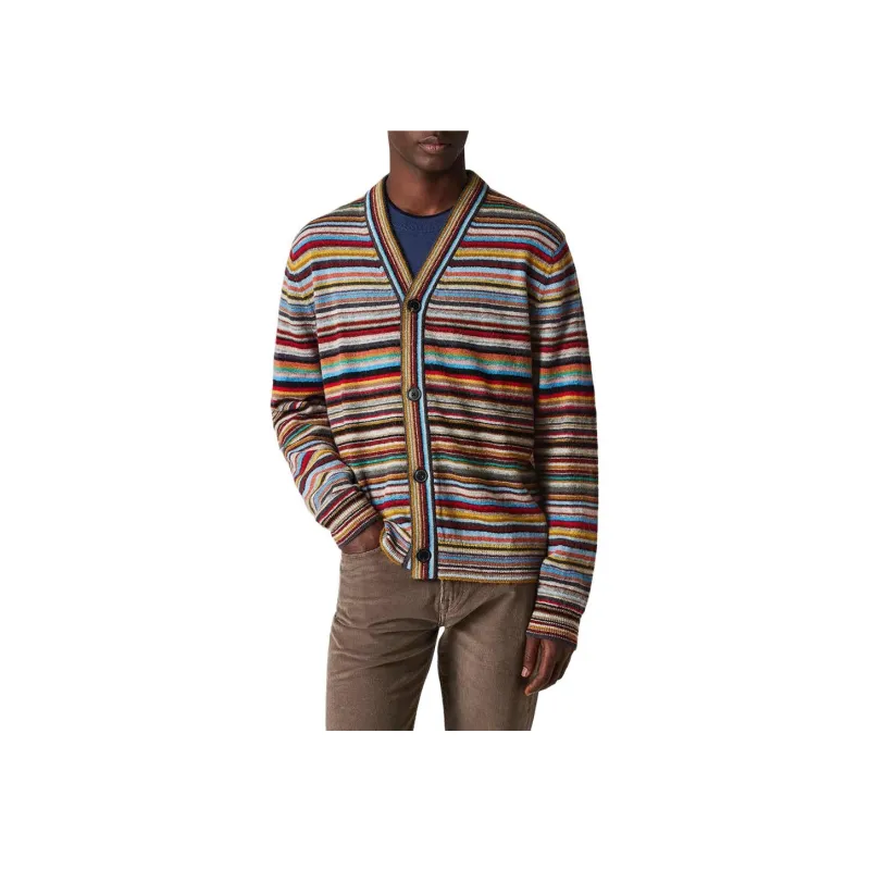 Paul Smith Signature Stripe V Neck Cardigan-3