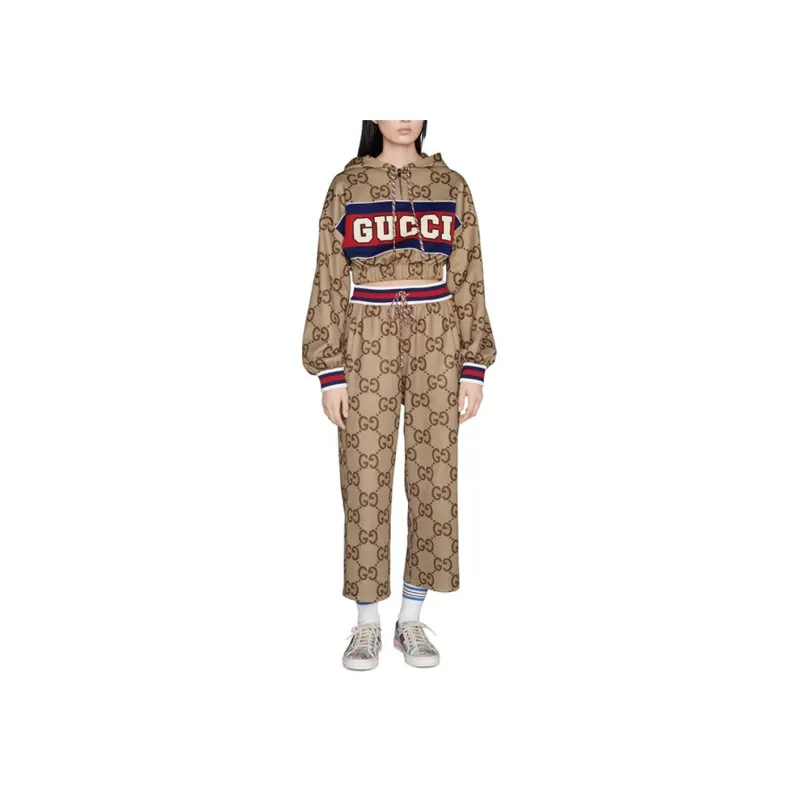 GUCCI Chinese New Year SS22 Knitted Sports Pants Women's Camel-2