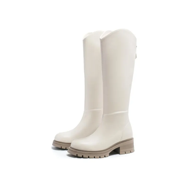 DUSTO Knee high Boots Women's Black/Beige/Coffee-7