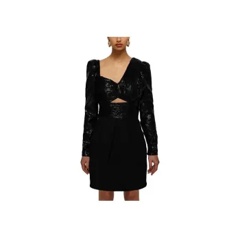 Self portrait SS22 Long Sleeved Dresses Women's Classic Black
