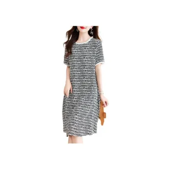 PIERRE CARDIN Short Sleeved Dress Women's Black And White Heart