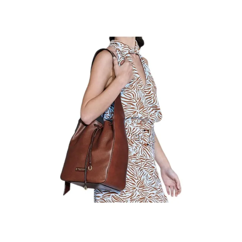 THE BRIDGE Cow Leather Hobo Bag One Shoulder Handbags Women's Brown-4