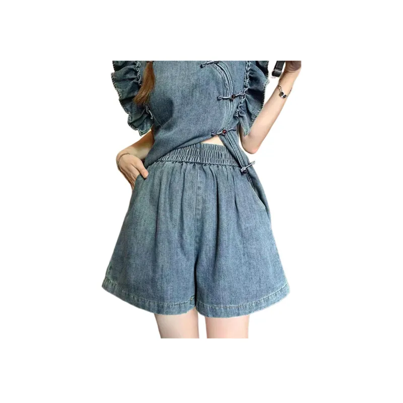 Wbwq Casual Suit Women's Denim Blue-6