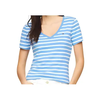 Tommy Hilfiger T Shirt Women's Sky Blue & White Stripes