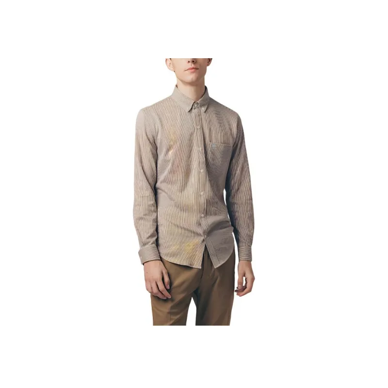 LACOSTE Striped Jersey Shirt Shirt Men's Beige-2