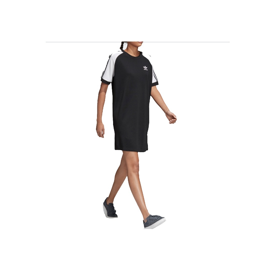 ☆Adidas☆Originals Jersey Short Sleeve Dress Black Adidas Originals Short-Sleeved Dresses Women's Black - POIZON