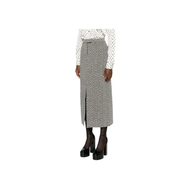 Self portrait Herringbone Midi Skirt-5