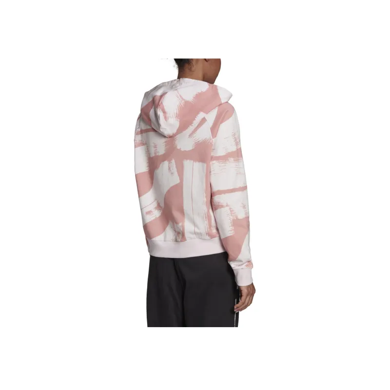 Adidas Essentials Print Relaxed Hoodie Sweatshirt Women's Pink-2