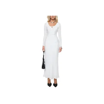 PRINCESS POLLY SORENTO LONG SLEEVE BIAS CUT MAXI DRESS Long-Sleeved Dresses Women's WHITE/White