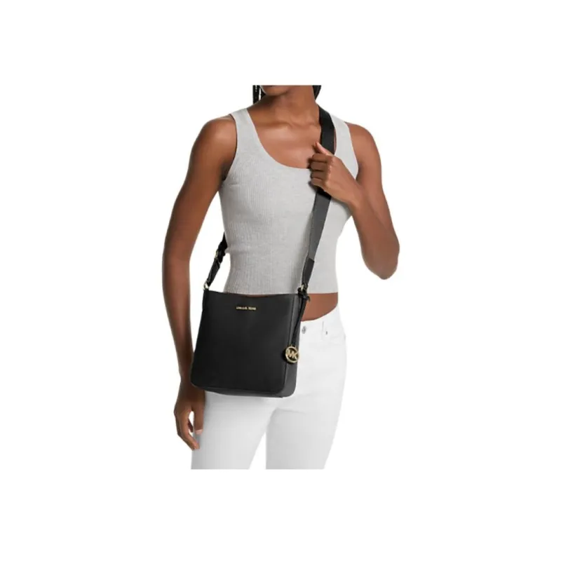 MICHAEL KORS Jet Set Travel Coated Canvas Single Compartment Crossbody Bag Trumpets Women's Black-4