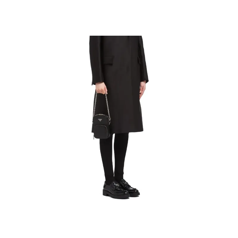 PRADA Saffiano Calfskin Shoulder Bag Women's Black-4