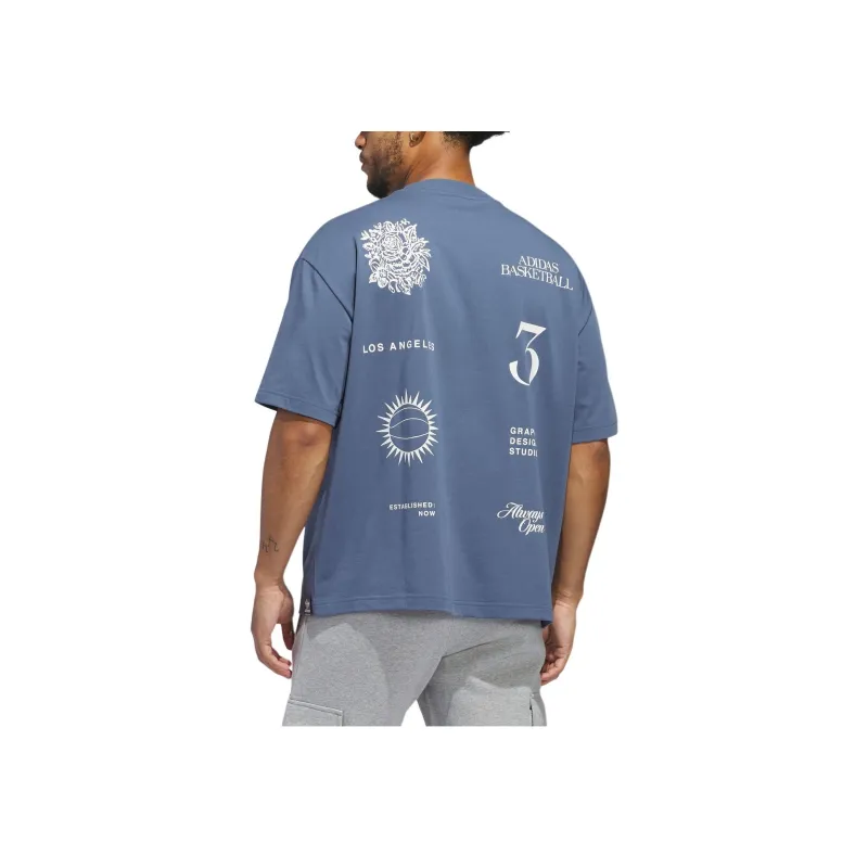 Adidas Originals LA TO THE WORLD GRAPHIC TEE T Shirt Unisex Ink Blue/White-1