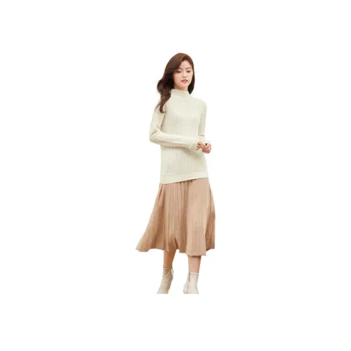 MIHUANG 아이보리 여성 캐시미어 스웨터