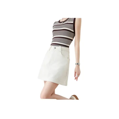 XIRAN 아이보리 여성 캐주얼 숏 스커트
