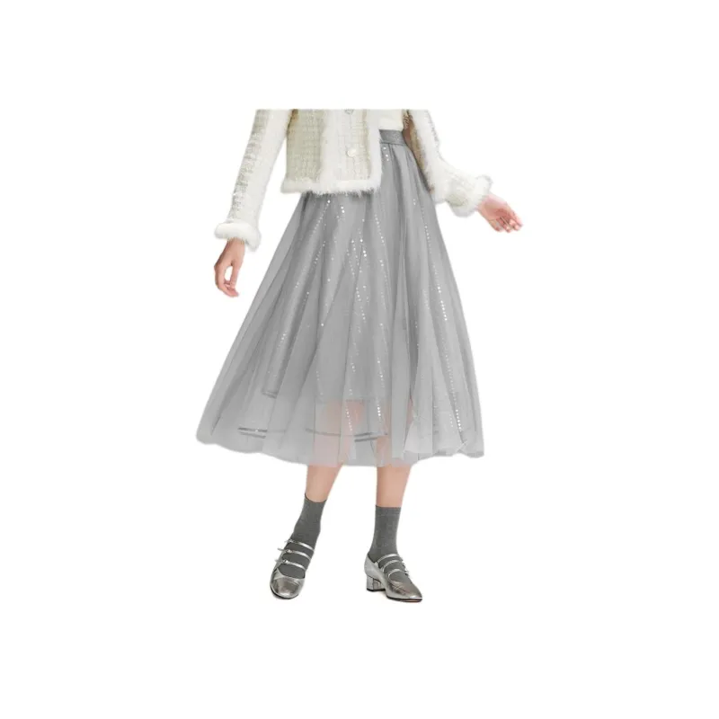 TAMMY TANGS Casual Long Skirts Women's Gray-5
