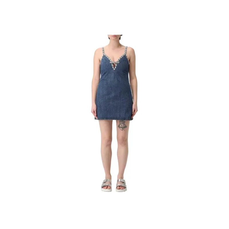 Self portrait Strappy Denim Mini Dress-2