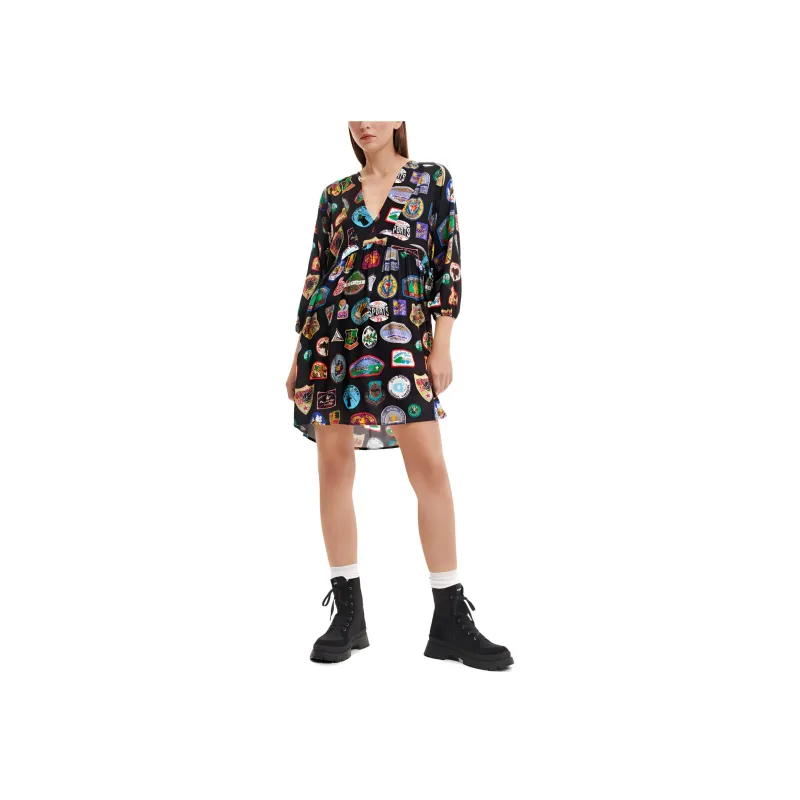 Desigual Short Sleeved Dress Women's Black-3