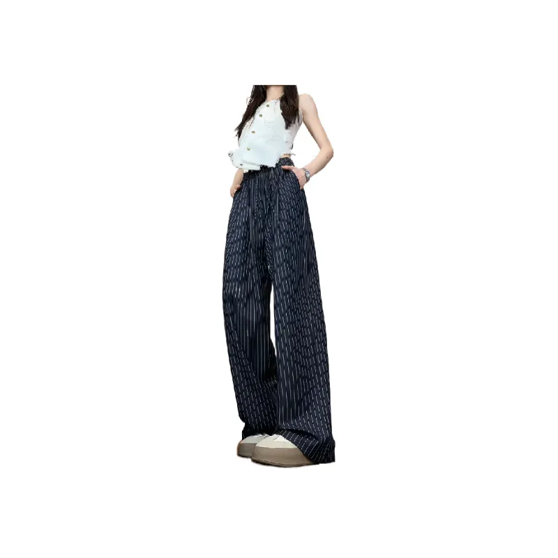 Caramella Casual Pants Unisex Blue Stripes Pattern-0