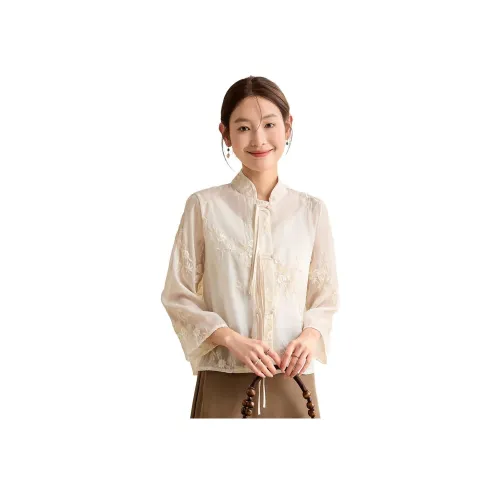 CARBAMMI 애프리콧 여성 쉬폰 셔츠