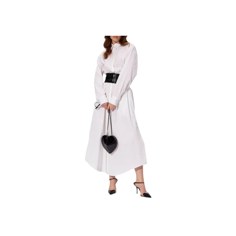 Alaia Belted Poplin Shirt Dress-3