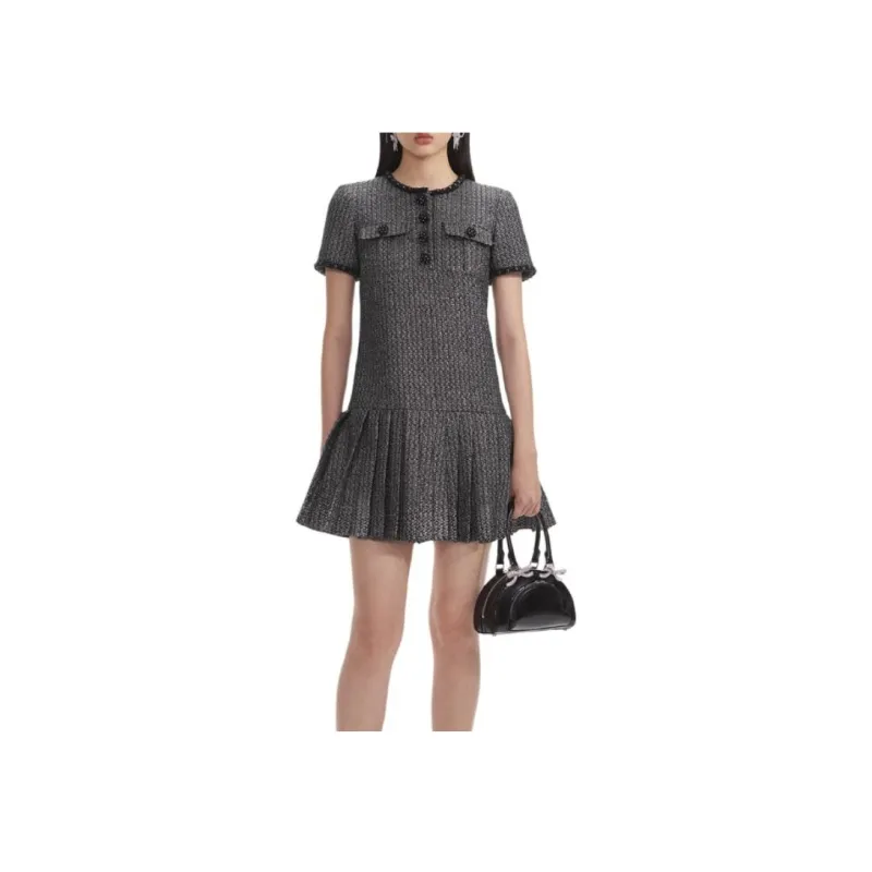 Self portrait Metallic Boucle Mini Dress-1