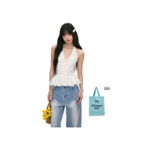 WEEKEND HUB 화이트 여성 민소매
