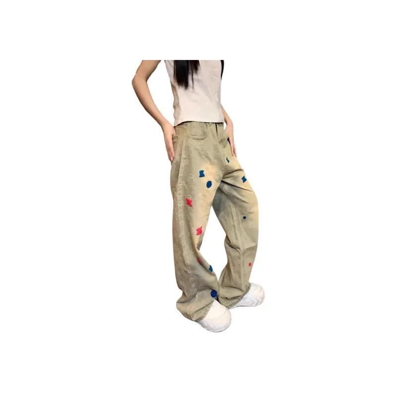 TESTUNG Trendy Versatile Jeans Unisex Yellow Mud Dyed-25