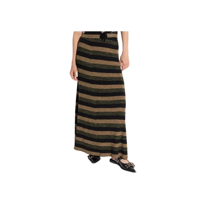 GANNI Striped Ribbed Maxi Skirt-3