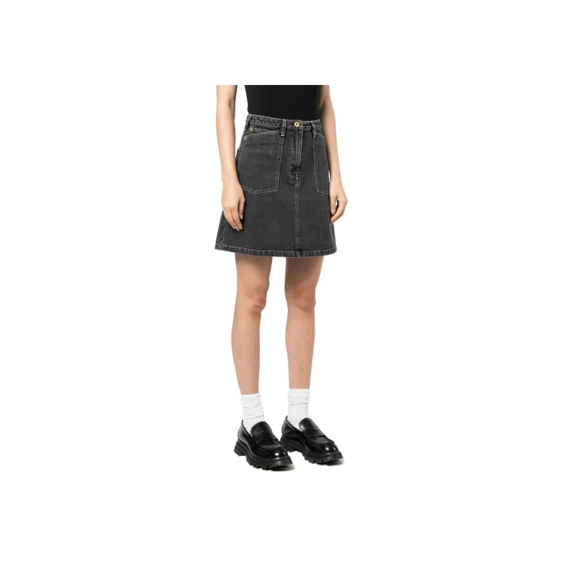 KENZO High waisted Bleached Denim Skirt-2