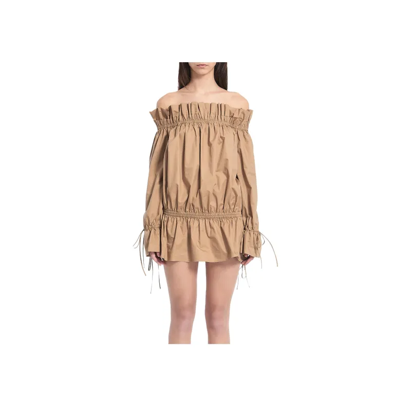 SAINT LAURENT Long Sleeved Dresses Women's Khaki-2