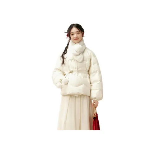 ZIHAN 베이지 골드 여성 다운 재킷