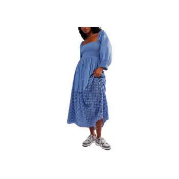FREE PEOPLE Perfect Storm Midi Long-Sleeved Dresses Women's Infinity/Endless Blue