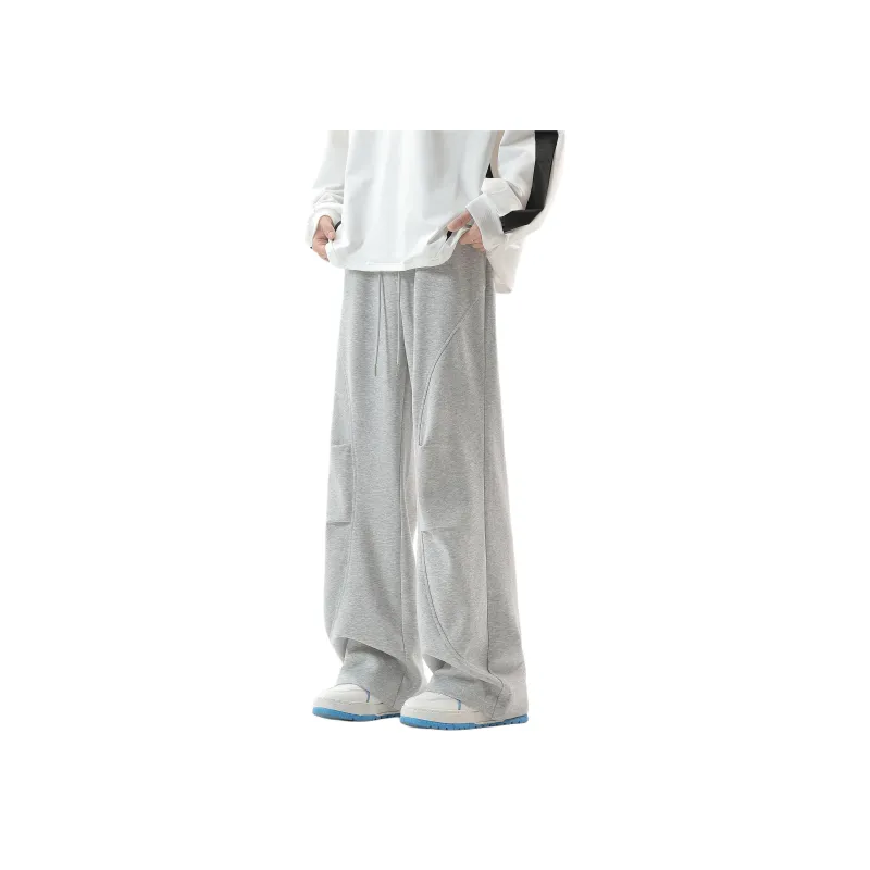 WARNING LIGHT Knitted Sports Pants Unisex Gray-0