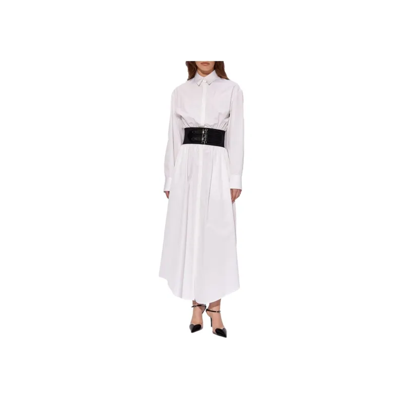 Alaia Belted Poplin Shirt Dress-2