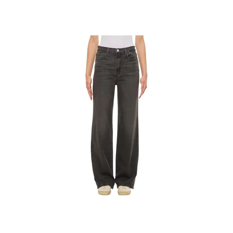 FRAME Logo Patch Wide Leg Jeans-2