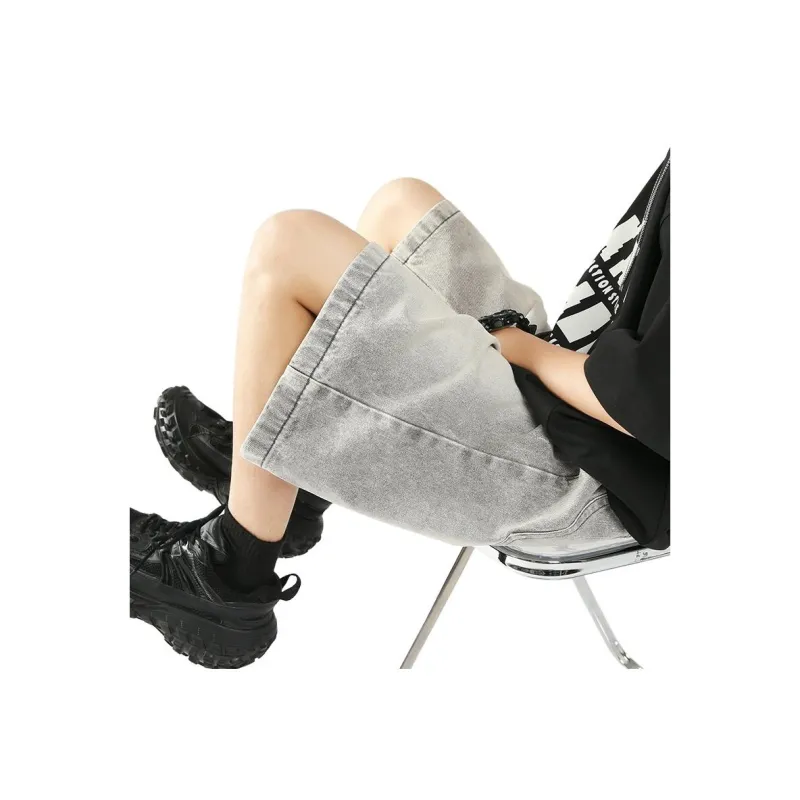 Dnnnnx Denim Shorts Unisex Gray-1