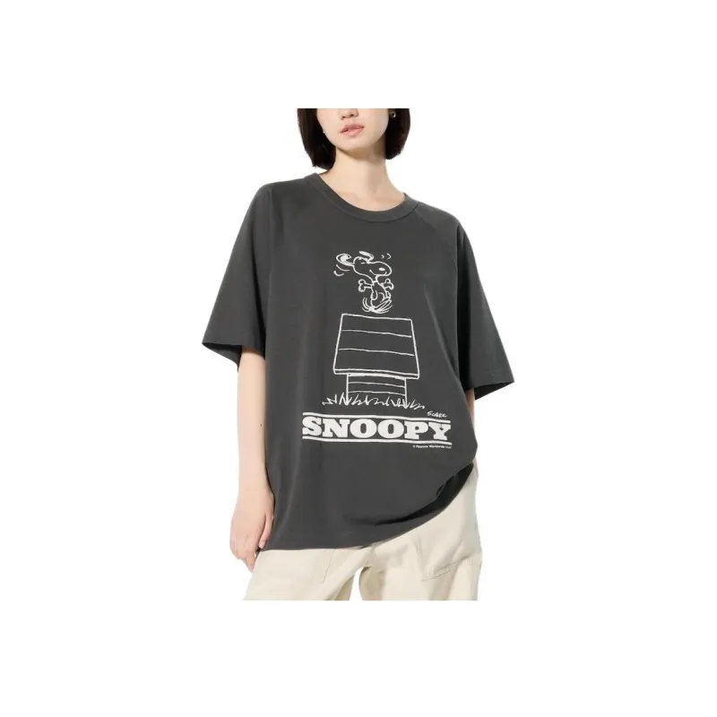 UNIQLO Uniqlo X PEANUTS Co branded Series T Shirt Unisex Dark Gray-3