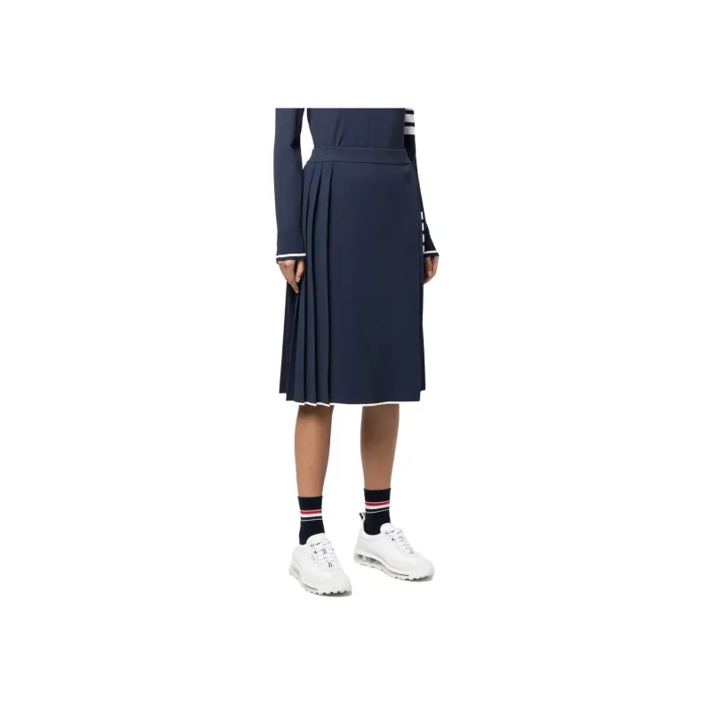 THOM BROWNE 4 Bar Pleated Midi Skirt-3