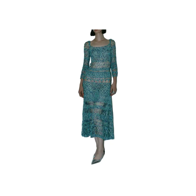Antonino Valenti Long Sleeved Dresses Women's Blue Green-0