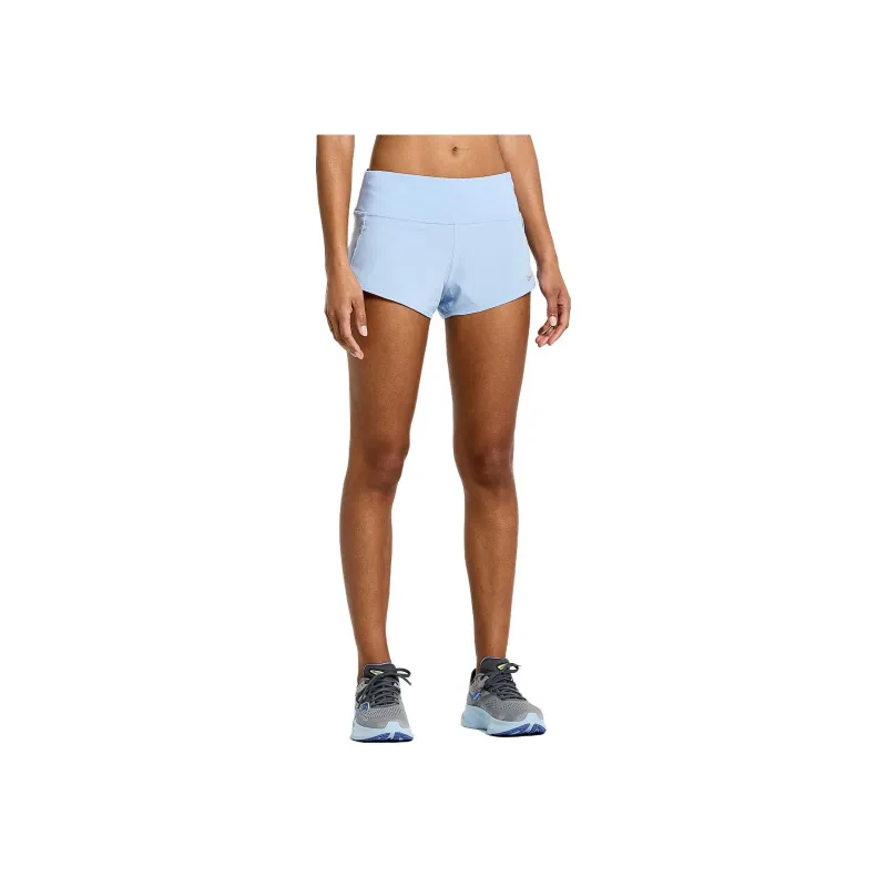 Saucony Outpace 2.5' Split Short Casual Shorts Women's Light Blue-3